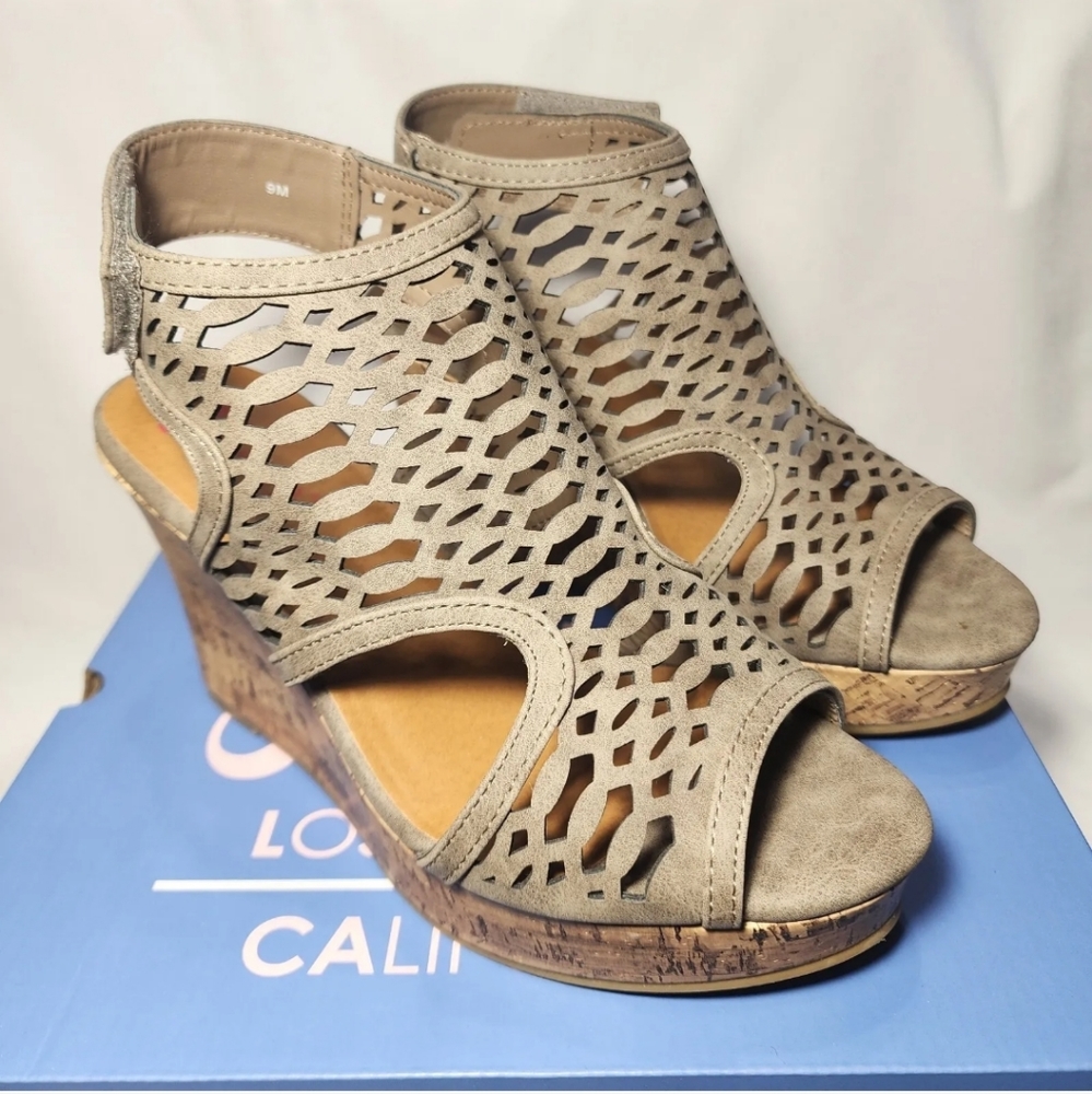 Jellypop Elowen Wedge Shoes Sandals Heels Women's 9 Grey NEW